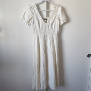 Zara Ivory Linen Blend Midi Dress